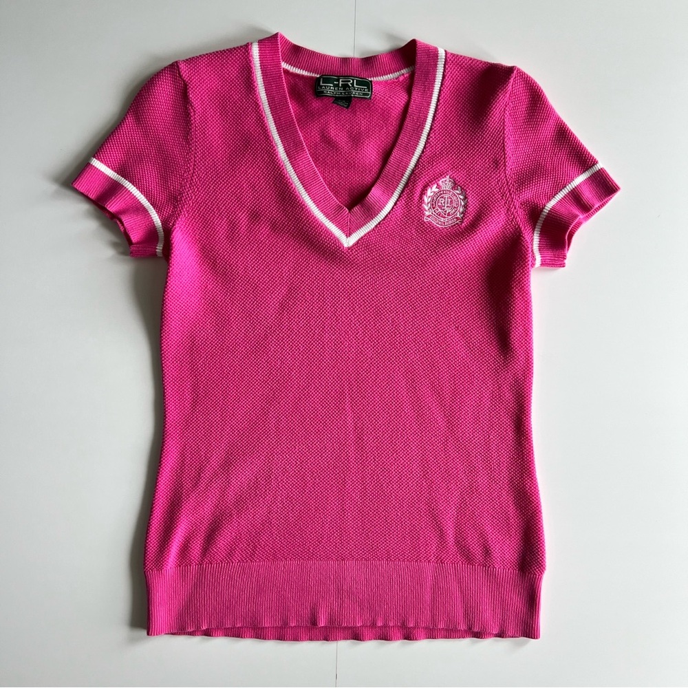 Vintage Ralph Lauren Active Pink Short Sleeve Tennis Shirt/Sweater Sz. M